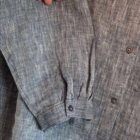 Eileen Fisher Heathered Blue Organic Linen Top Size Large - Picture 6 of 9